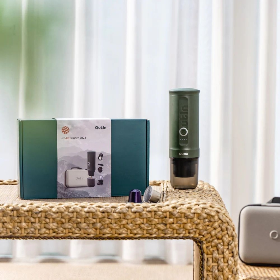 outin-nano-draagbare-espresso-machine-cadeauset-forest-green - Mammafina